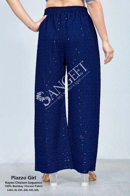 Chicken Sequence 2303 Sangeet Rayon Branded Palazzo Wholesaler India