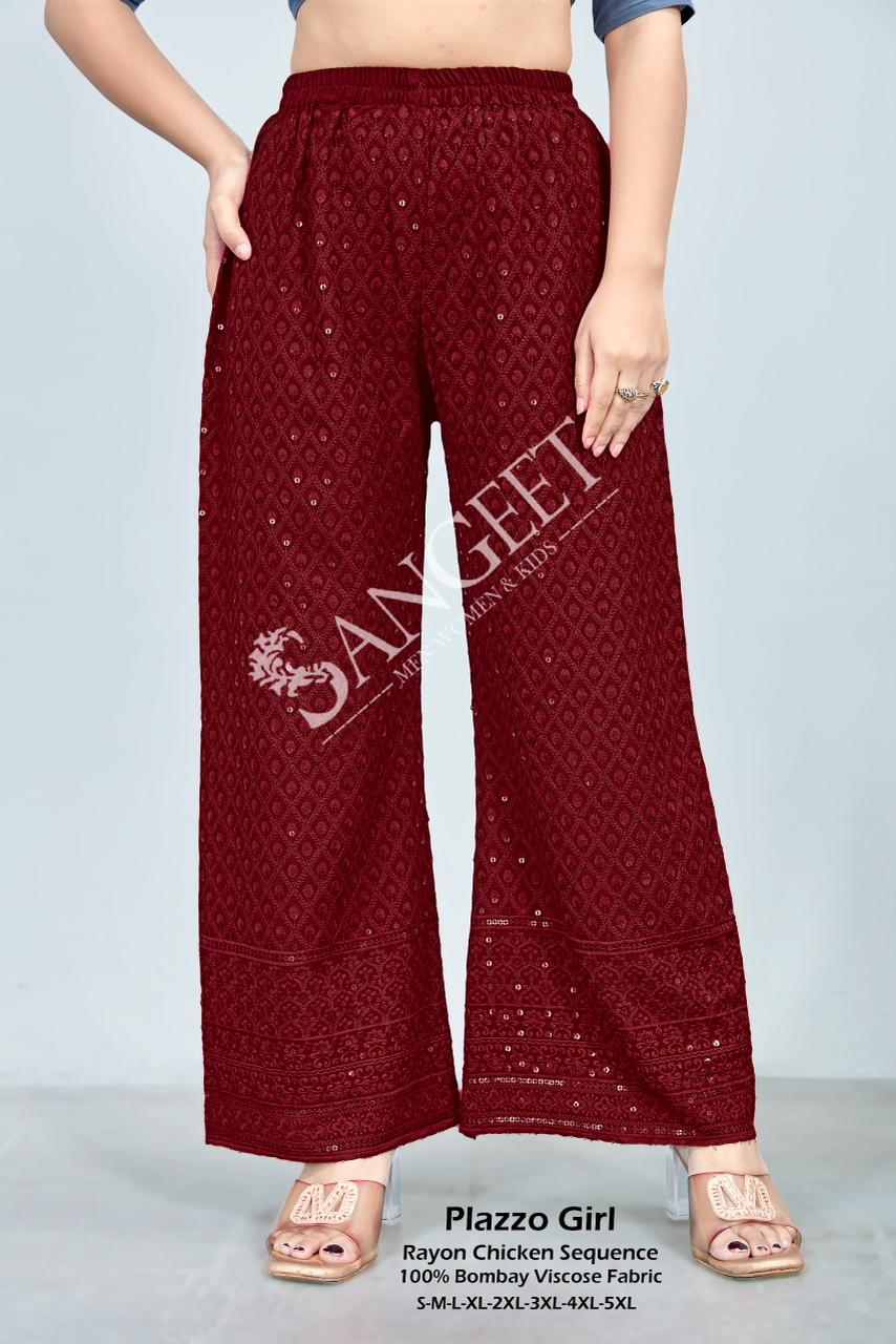 Chicken Sequence 2303 Sangeet Rayon Branded Palazzo Wholesaler India
