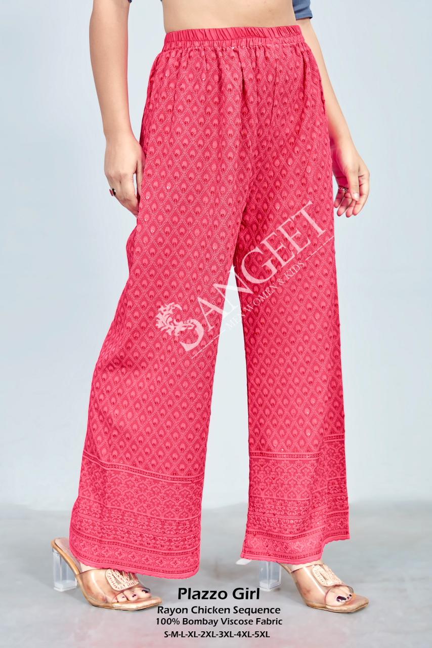 Chicken Sequence 2303 Sangeet Rayon Branded Palazzo Wholesaler India