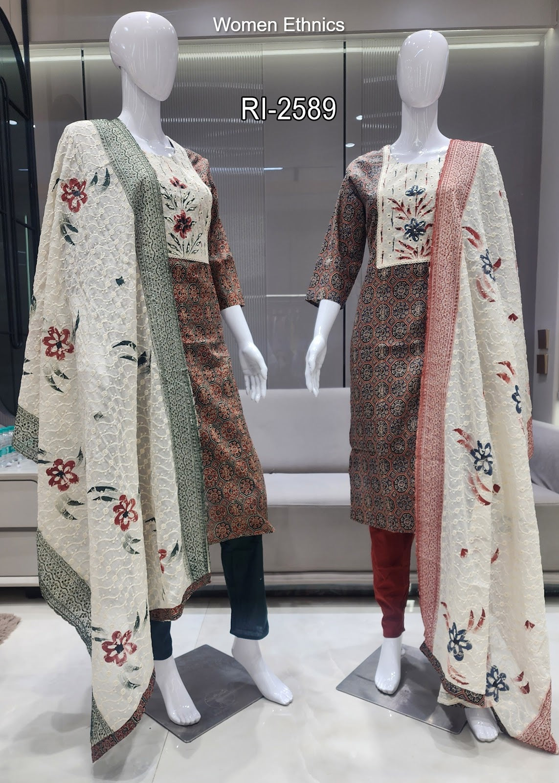 Chicken Dupatta Women Ethnics Readymade Cotton Pant Suits Manufacturer Gujarat