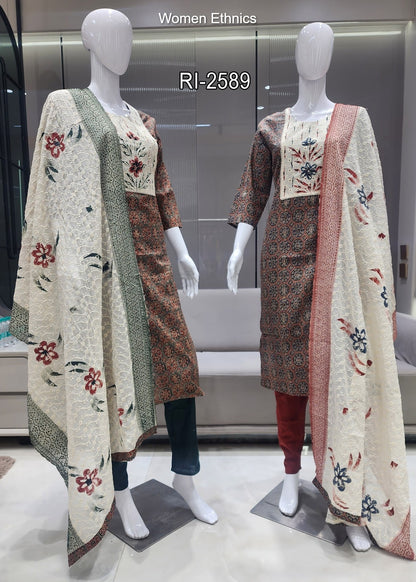 Chicken Dupatta Women Ethnics Readymade Cotton Pant Suits Manufacturer Gujarat