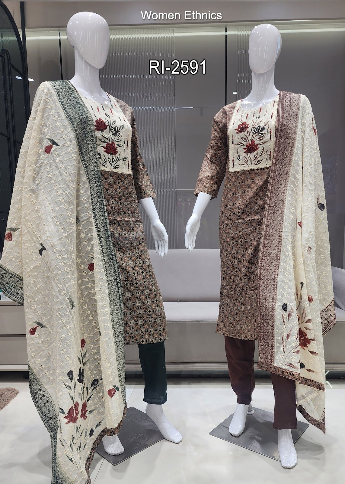 Chicken Dupatta Women Ethnics Readymade Cotton Pant Suits Manufacturer Gujarat