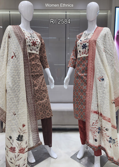 Chicken Dupatta Women Ethnics Readymade Cotton Pant Suits Manufacturer Gujarat