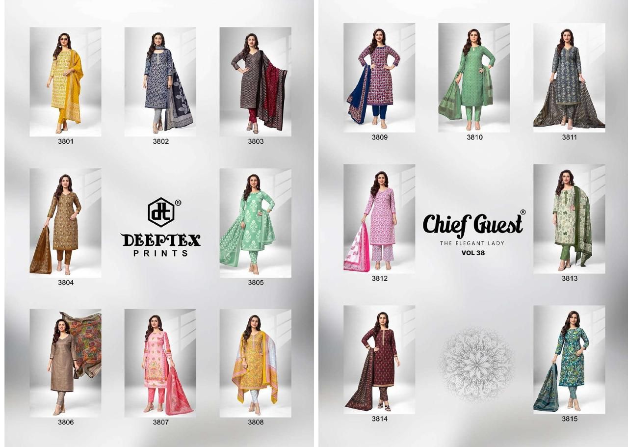 Chief Guest Vol 38 Deeptex Prints Cotton Dress Material Wholesale