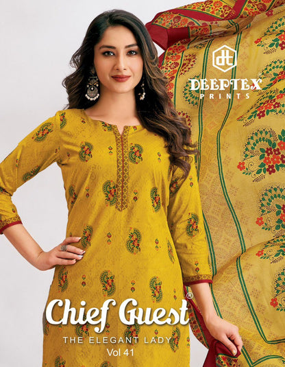 Chief Guest Vol 41 Deeptex Prints Readymade Cotton Pant Suits Wholesale