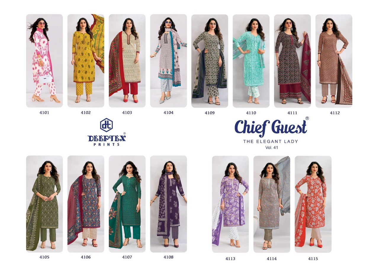 Chief Guest Vol 41 Deeptex Prints Readymade Cotton Pant Suits Wholesale
