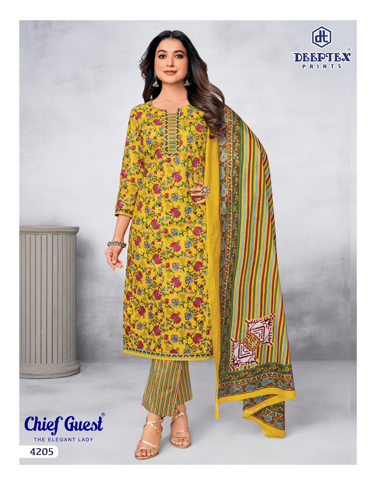 Chief Guest Vol 42 Deeptex Prints Readymade Cotton Pant Suits Manufacturer India