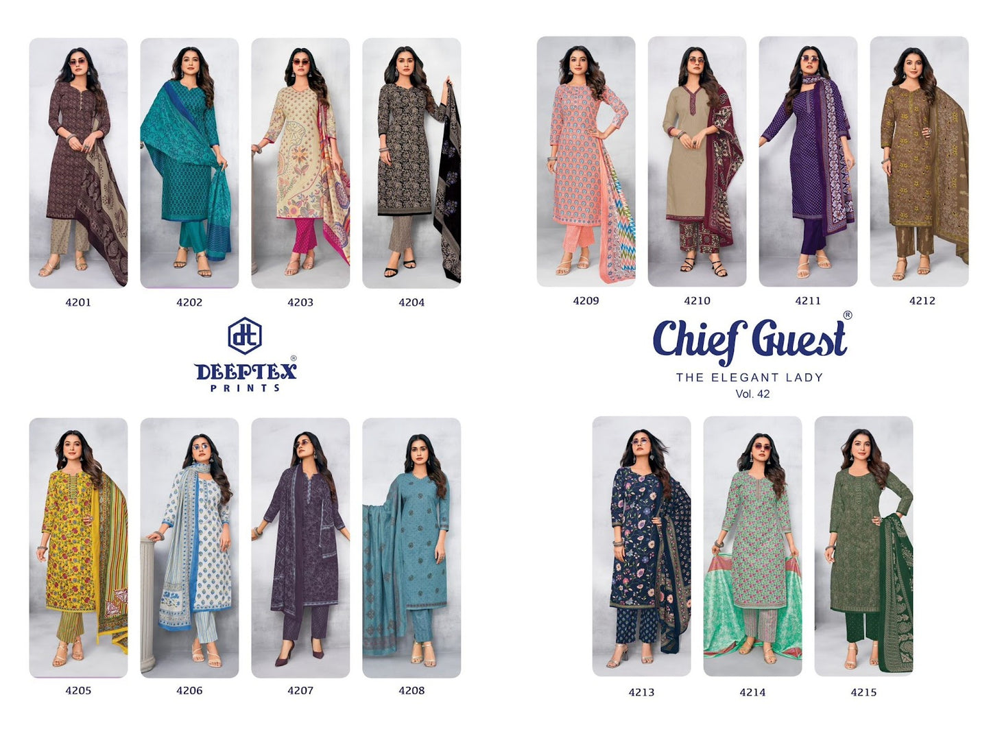 Chief Guest Vol 42 Deeptex Prints Readymade Cotton Pant Suits Manufacturer India