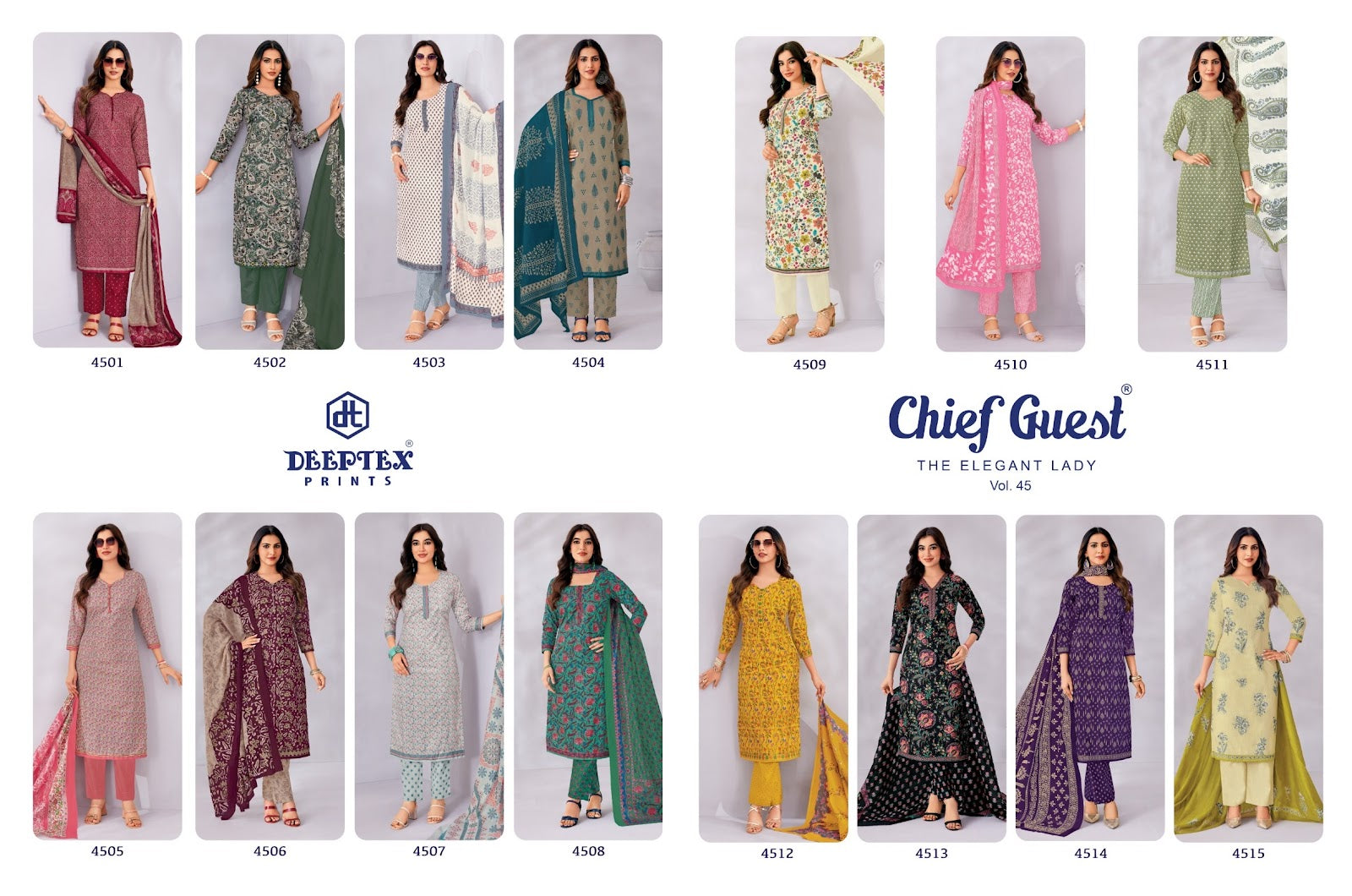 Chief Guest Vol 45 Deeptex Prints Cotton Dress Material Exporter Gujarat