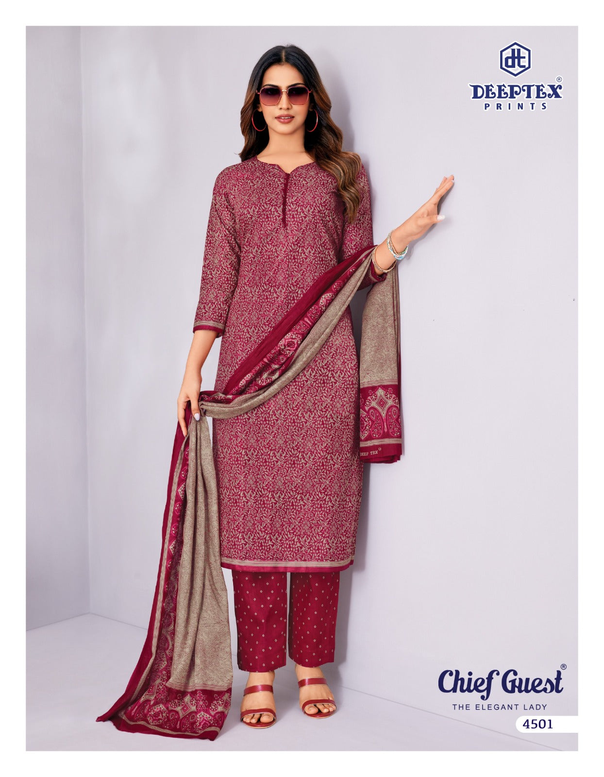 Chief Guest Vol 45 Deeptex Prints Cotton Dress Material Exporter Gujarat