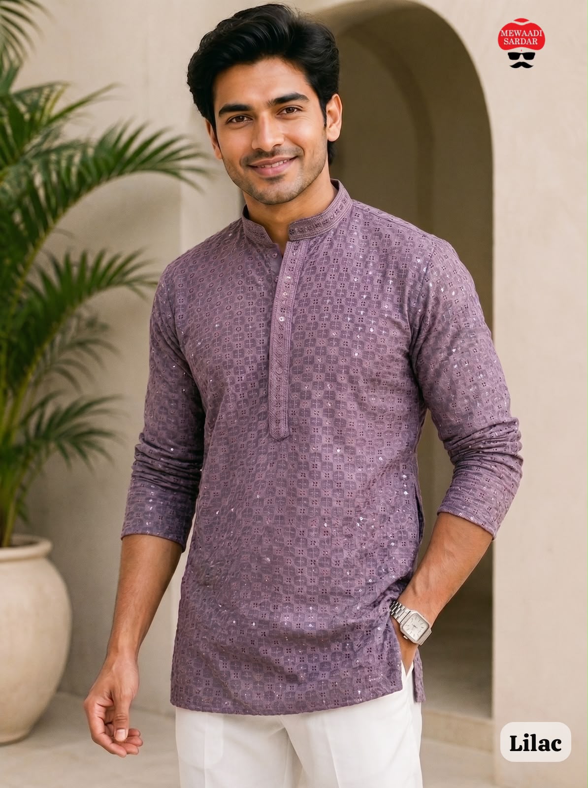 Chikankari 2.0 Short Bluehills Rayon Mens Kurta Supplier Gujarat