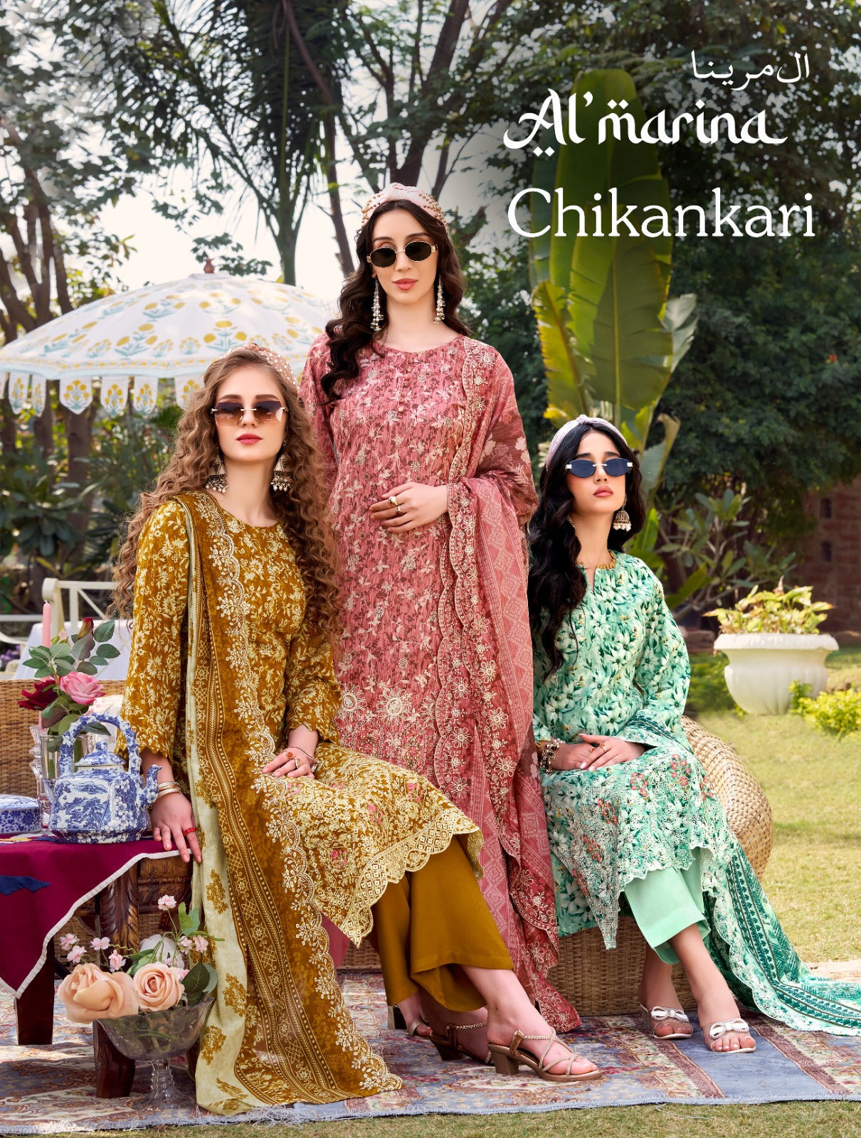 Chikankari Al Marina Cotton Karachi Salwar Suits Wholesaler Gujarat