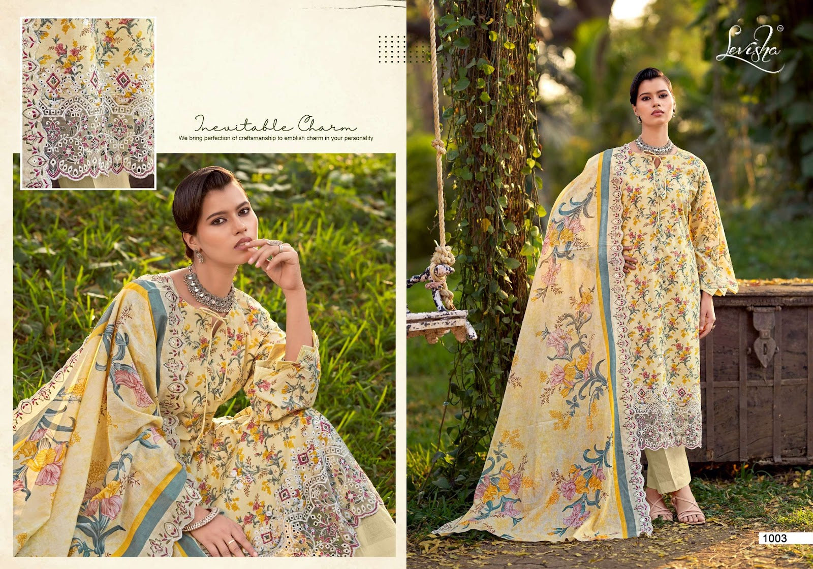 Chikankari Levisha Lawn Cotton Pakistani Patch Work Suits Supplier