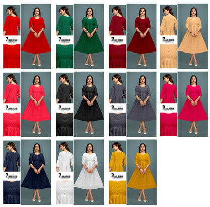 Chikankari Pearl Flair Premnath Rayon Anarkali Kurtis Wholesale Rate