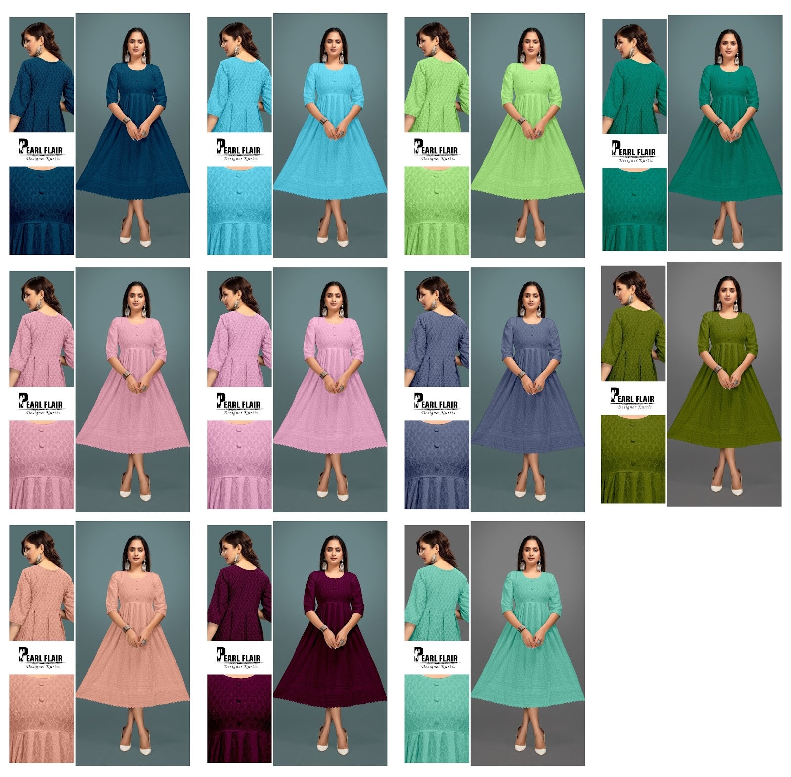 Chikankari Pearl Flair Premnath Rayon Anarkali Kurtis Wholesale Rate