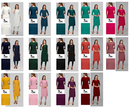 Chikankari Pearl Premnath Rayon Long Straight Kurti Manufacturer Ahmedabad