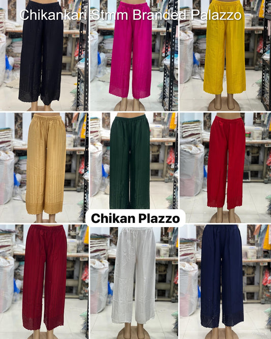 Chikankari Stmm Rayon Branded Palazzo Manufacturer Gujarat