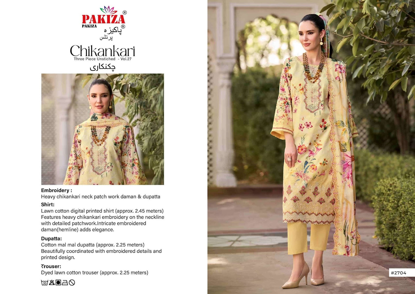 Chikankari Vol 27 Pakiza Prints Lawn Cotton Karachi Salwar Suits Supplier Ahmedabad