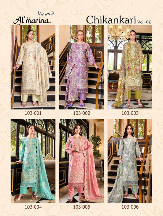 Chikankari Vol 2 Al Marina Lawn Cotton Karachi Salwar Suits Exporter India