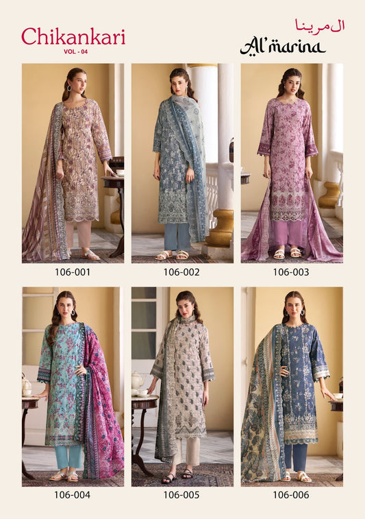 Chikankari Vol 4 Al Marina Cotton Karachi Salwar Suits Manufacturer India