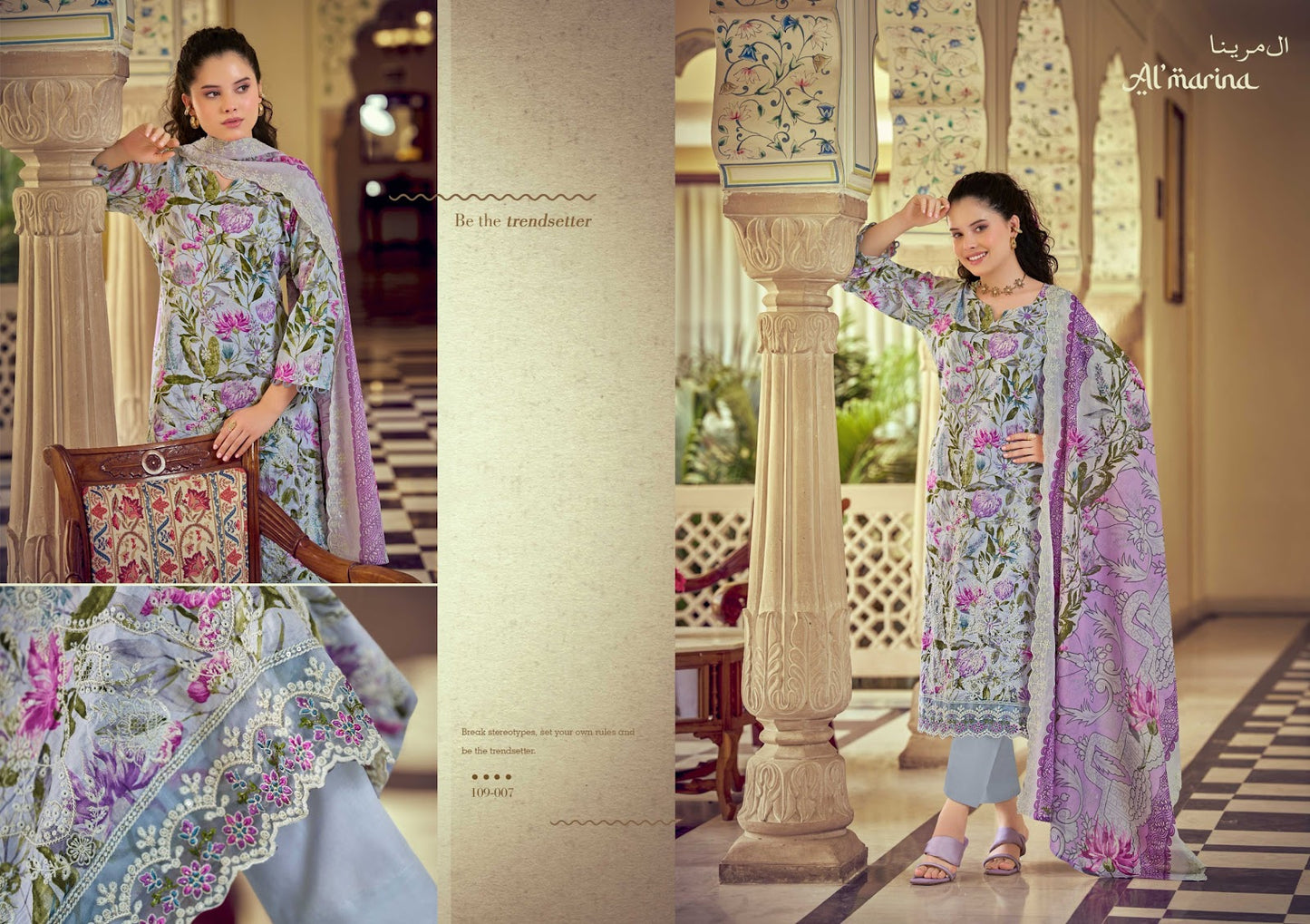 Chikankari Vol 5 Al Marina Cotton Karachi Salwar Suits Exporter Ahmedabad