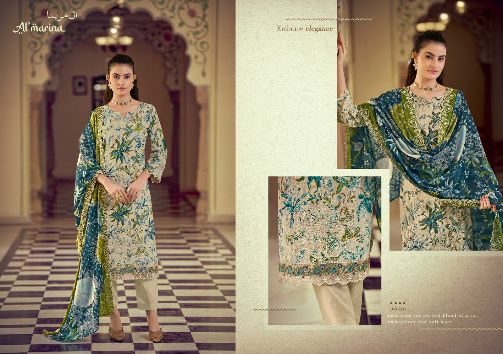 Chikankari Vol 5 Al Marina Cotton Karachi Salwar Suits Exporter Ahmedabad