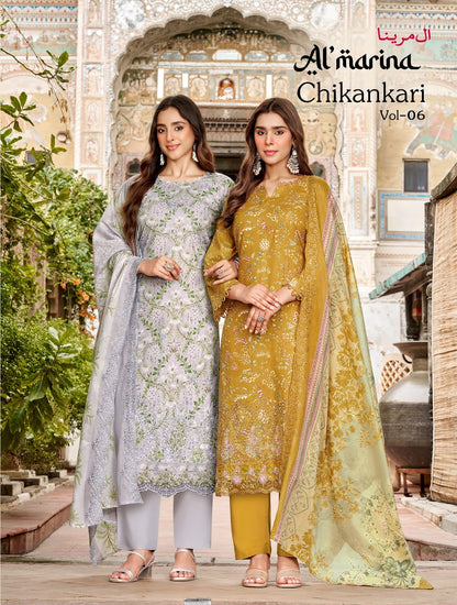 Chikankari Vol 6 Al Marina Pure Cotton Karachi Salwar Suits Wholesale Price
