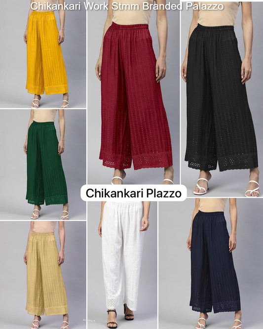 Chikankari Work Stmm Rayon Branded Palazzo Supplier