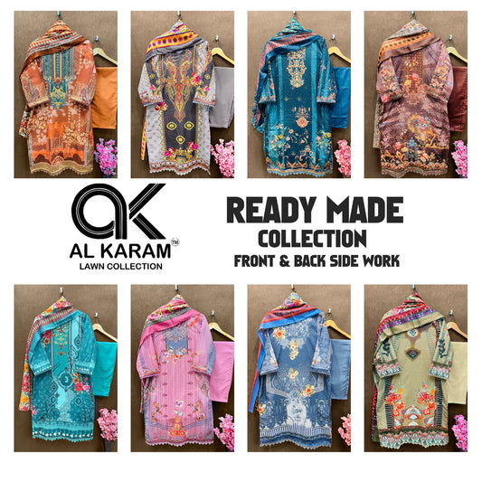 Chikenkari Al Karam Lawn Pakistani Readymade Suits Supplier India