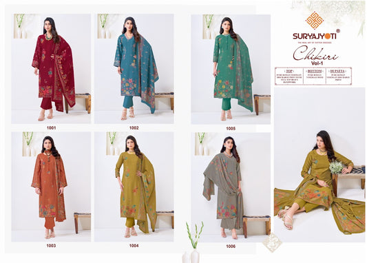 Chikiri Vol 1 Suryajyoti Roman Pant Style Suits Wholesale Price