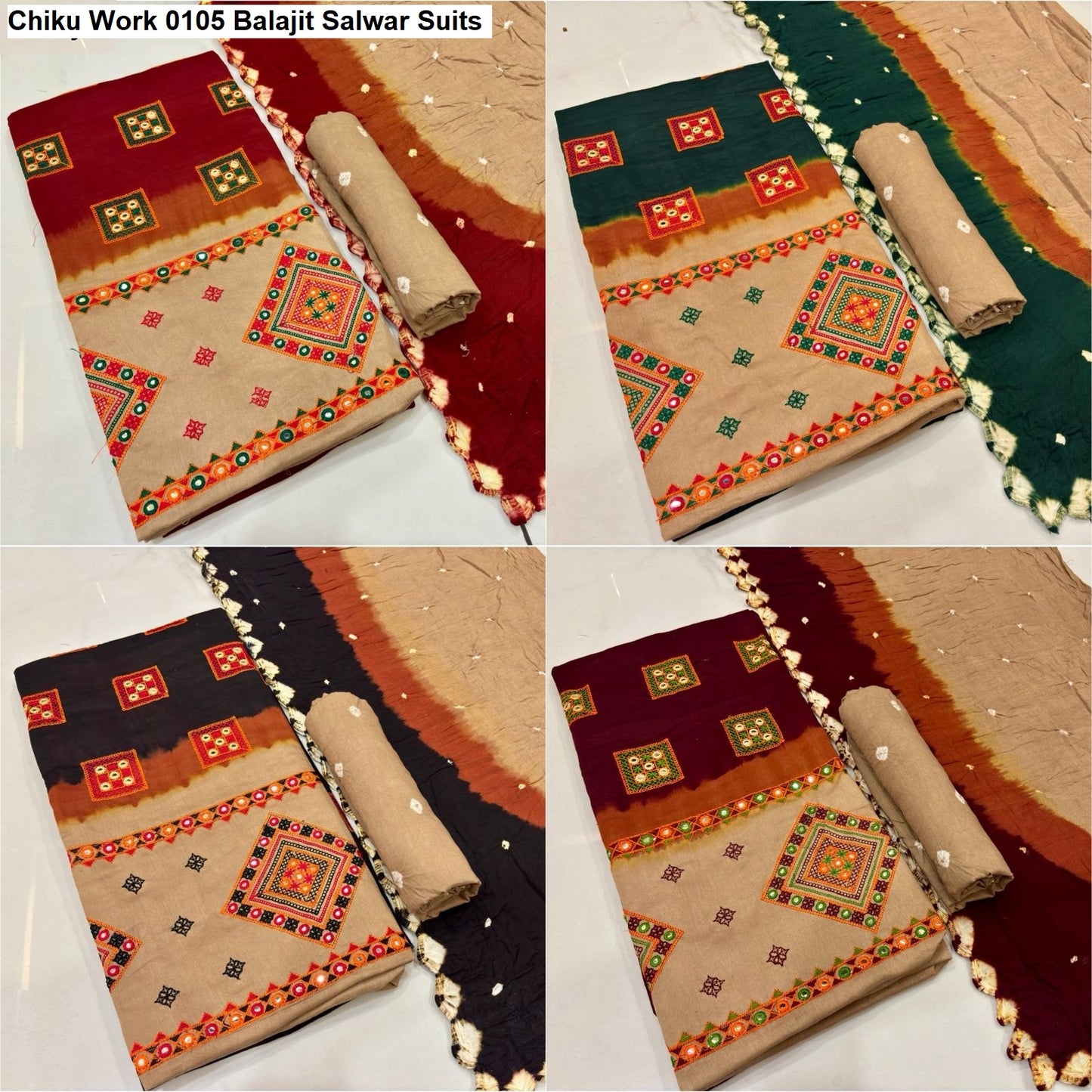 Chiku Work 0105 Balajit Satin Salwar Suits Wholesaler Ahmedabad