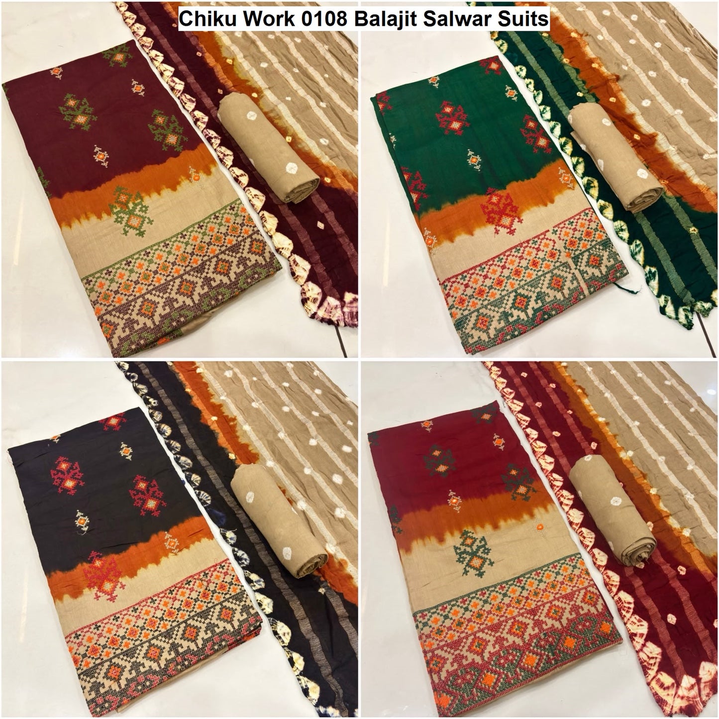 Chiku Work 0108 Balajit Satin Salwar Suits Supplier