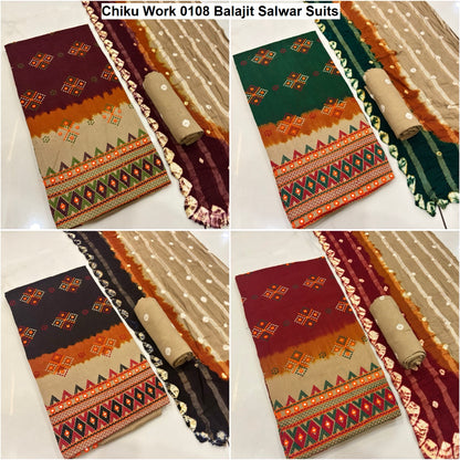 Chiku Work 0108 Balajit Satin Salwar Suits Supplier