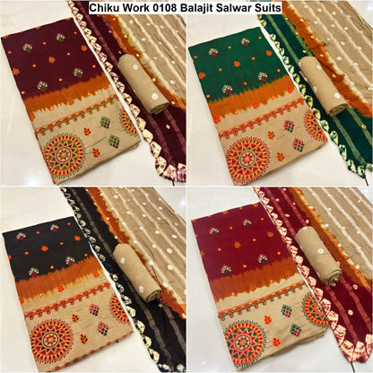 Chiku Work 0108 Balajit Satin Salwar Suits Supplier