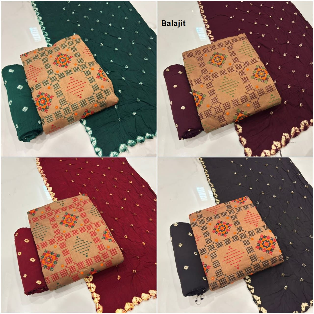 Chiku Work 200625 Balajit Cotton Sartin Salwar Suits Exporter India