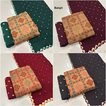 Chiku Work 200625 Balajit Cotton Sartin Salwar Suits Exporter India