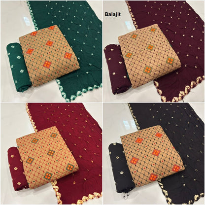 Chiku Work 200625 Balajit Cotton Sartin Salwar Suits Exporter India