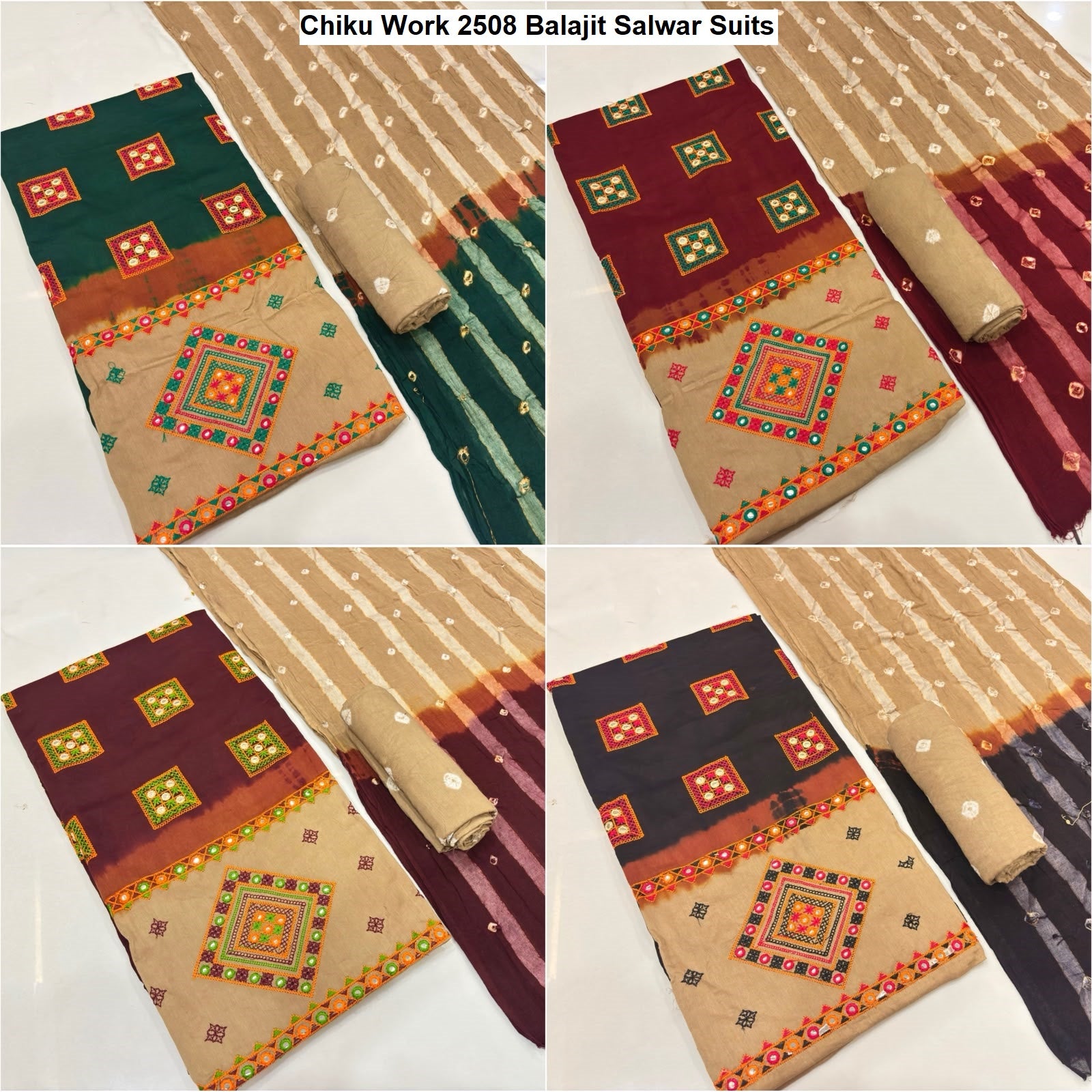Chiku Work 2508 Balajit Satin Salwar Suits Manufacturer India