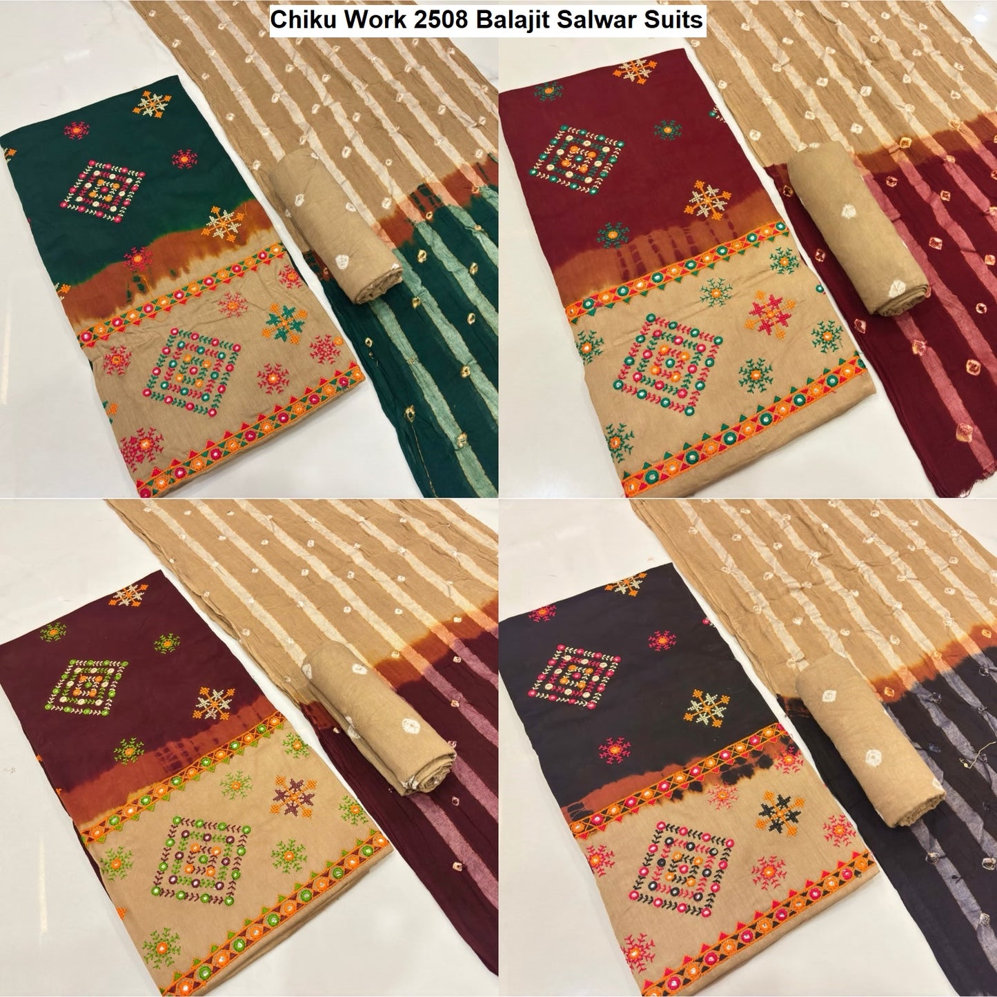 Chiku Work 2508 Balajit Satin Salwar Suits Manufacturer India