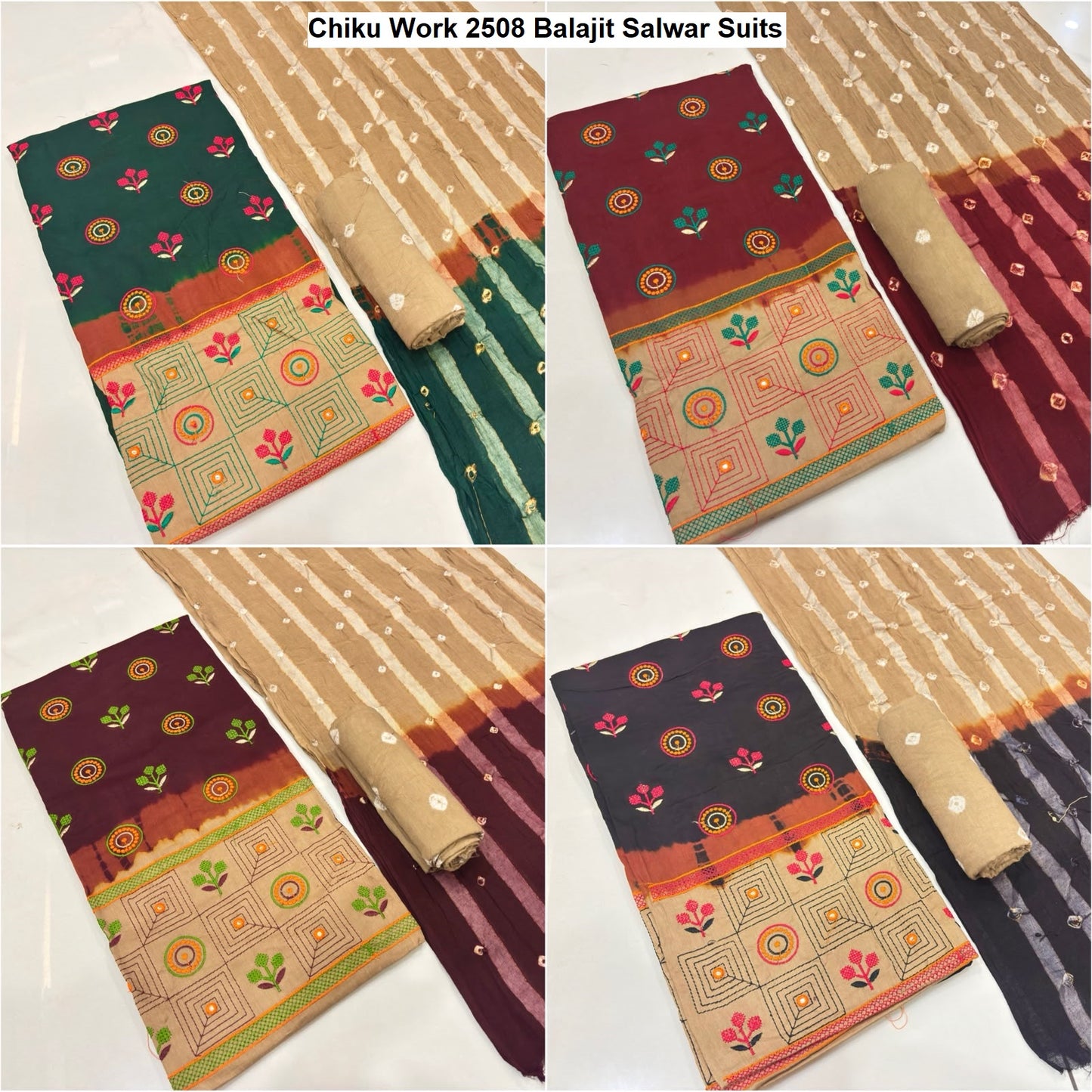 Chiku Work 2508 Balajit Satin Salwar Suits Manufacturer India
