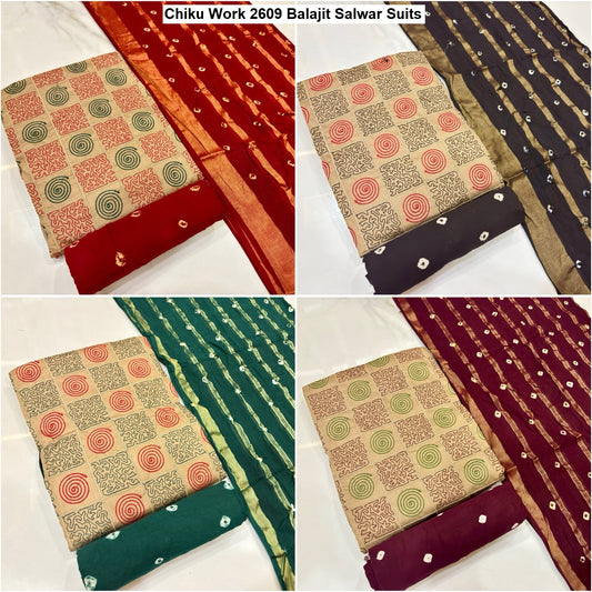 Chiku Work 2609 Balajit Satin Salwar Suits Wholesale Price