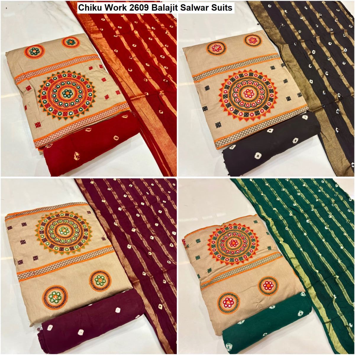 Chiku Work 2609 Balajit Satin Salwar Suits Wholesale Price