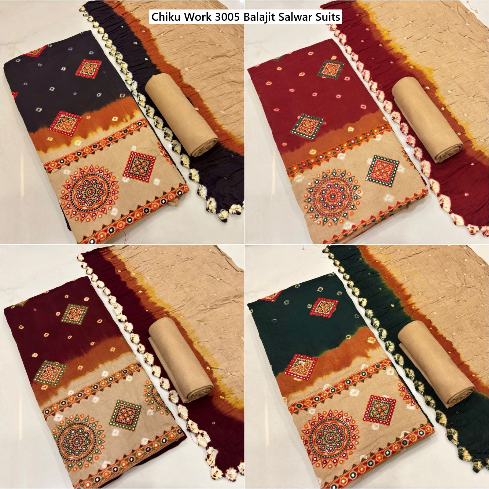 Chiku Work 3005 Balajit Satin Salwar Suits Supplier India