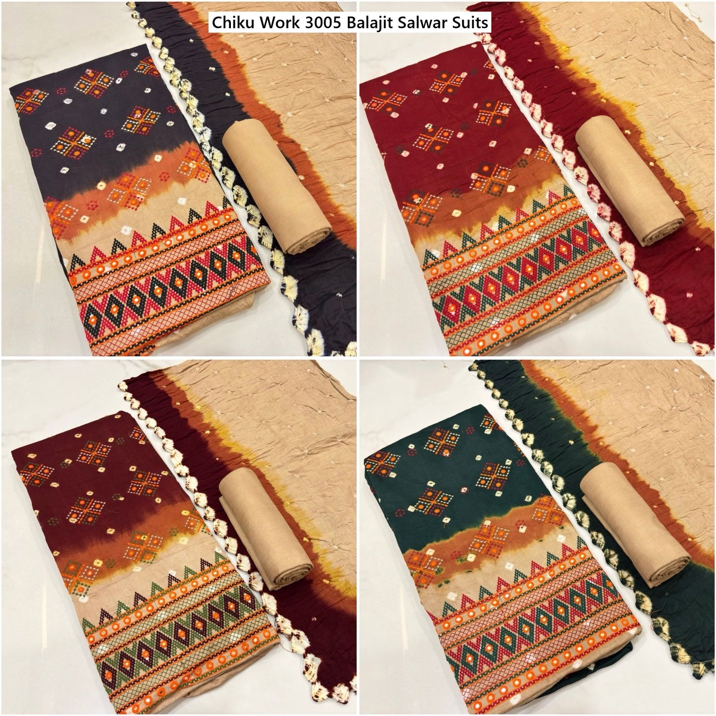 Chiku Work 3005 Balajit Satin Salwar Suits Supplier India