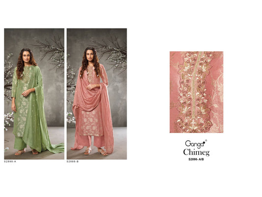Chimeg S2898 Ganga Bemberg Silk Plazzo Style Suits Exporter India
