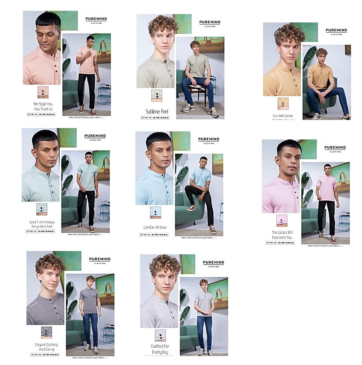 Chinese Collar Style No 747 Puremind Oxford Mens Tshirts Wholesale