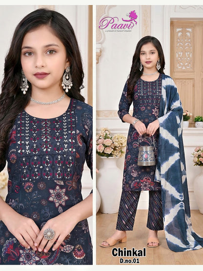 Chinkal Paavi Rayon Capsule Girls Readymade Pant Suits Supplier