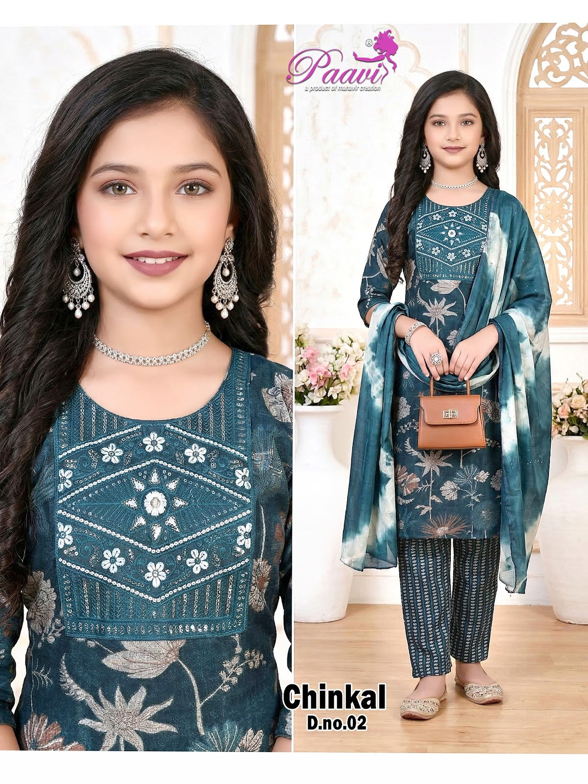 Chinkal Paavi Rayon Capsule Girls Readymade Pant Suits Supplier