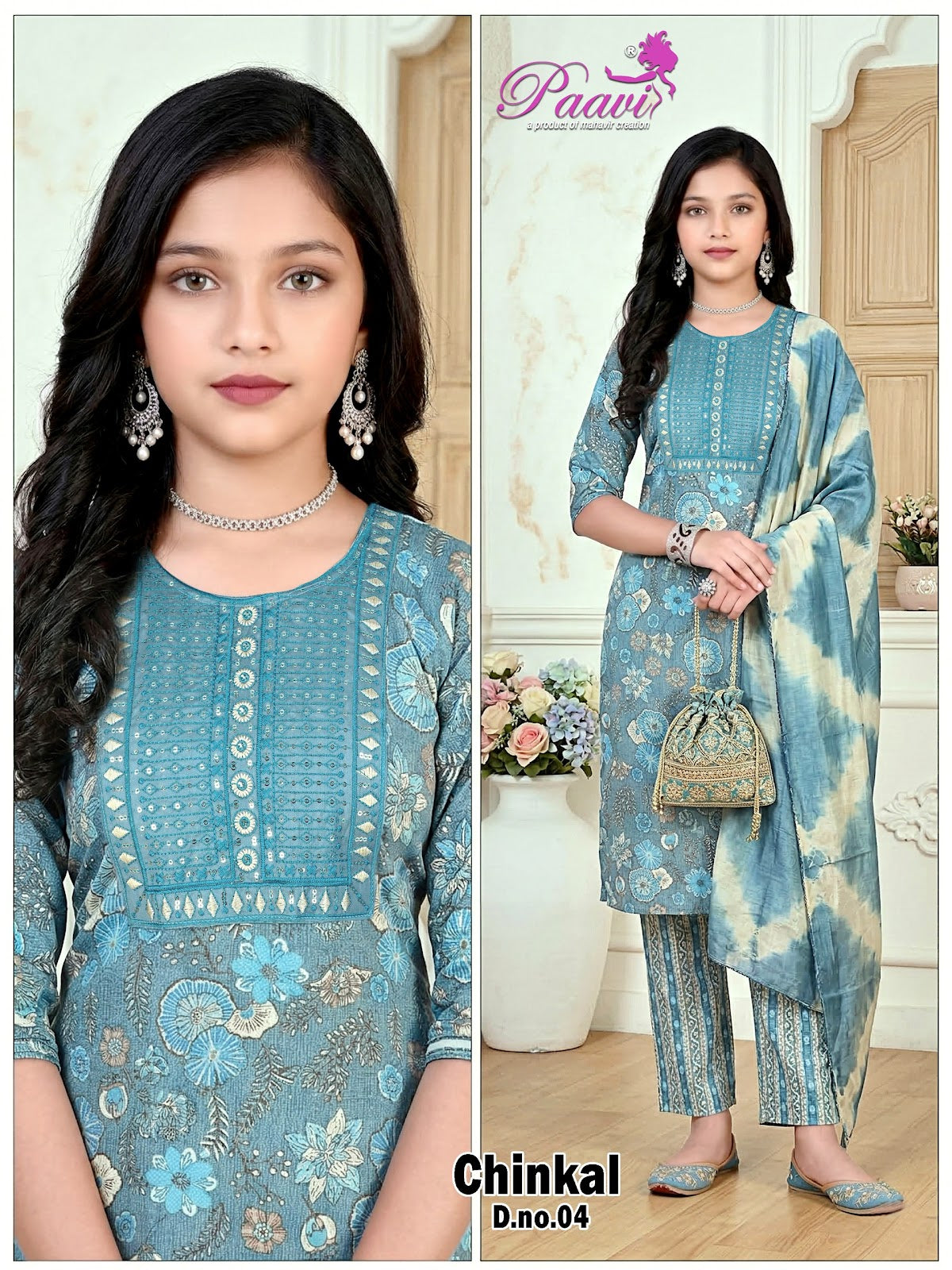 Chinkal Paavi Rayon Capsule Girls Readymade Pant Suits Supplier