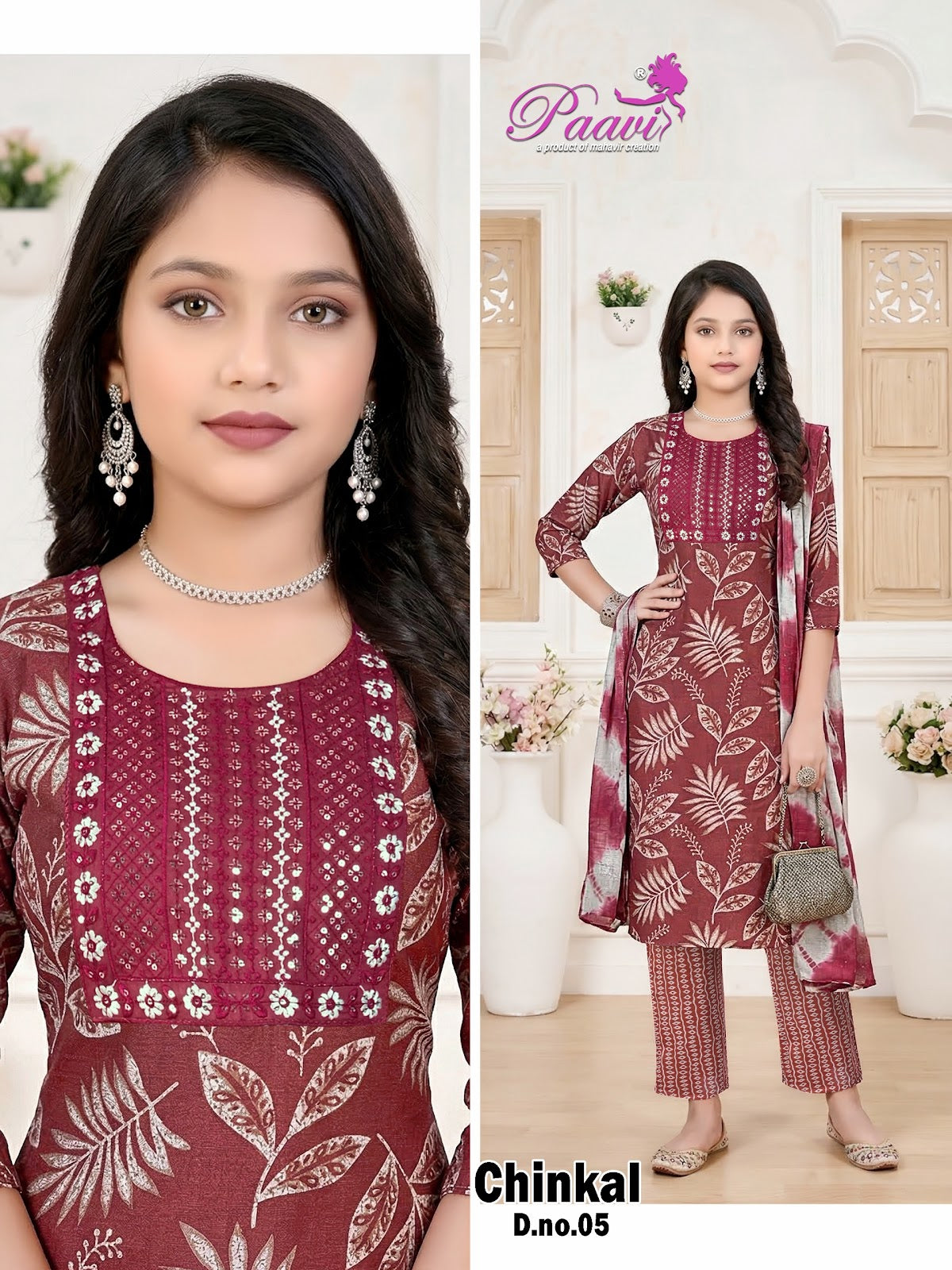 Chinkal Paavi Rayon Capsule Girls Readymade Pant Suits Supplier